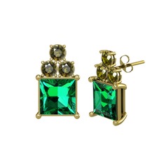 Yeşil kuvars ve peridot 925 ayar altın kaplama gümüş küpe