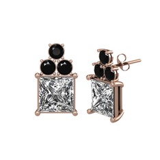 Areli Kare Küpe - Swarovski ve siyah zirkon 8 ayar rose altın küpe #1nsq6yf