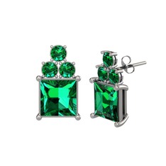 Areli Kare Küpe - Yeşil kuvars 8 ayar beyaz altın küpe #1ypv29p