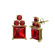 Garnet 14 ayar altın küpe
