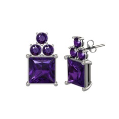 Ametist 14 ayar beyaz altın küpe