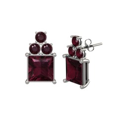 Kök yakut 14 ayar beyaz altın küpe