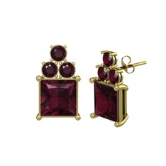 Areli Kare Küpe - Kök yakut 8 ayar altın küpe #d7su0e