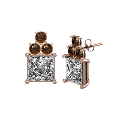 Areli Kare Küpe - Swarovski ve dumanlı kuvars 14 ayar rose altın küpe #dxhfkg
