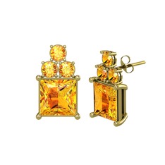 Areli Kare Küpe - Sitrin 8 ayar altın küpe #f7k6y4