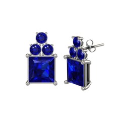 Areli Kare Küpe - Lab safir 925 ayar gümüş küpe #grrno1