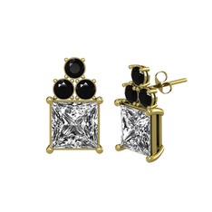 Swarovski ve siyah zirkon 8 ayar altın küpe