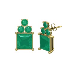 Areli Kare Küpe - Kök zümrüt 14 ayar altın küpe #ny03y4