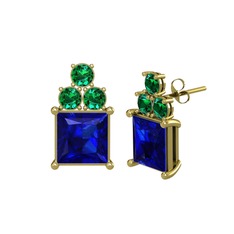 Areli Kare Küpe - Lab safir ve yeşil kuvars 925 ayar altın kaplama gümüş küpe #q6uc1b