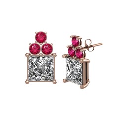 Swarovski ve rodolit garnet 18 ayar rose altın küpe