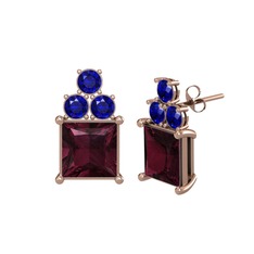 Areli Kare Küpe - Kök yakut ve lab safir 925 ayar rose altın kaplama gümüş küpe #xe2uy2