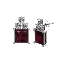 Kök yakut ve swarovski 14 ayar beyaz altın küpe