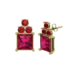 Rodolit garnet ve garnet 8 ayar altın küpe
