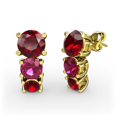 Scala Küpe - Garnet ve rodolit garnet 18 ayar altın küpe #10ajch1