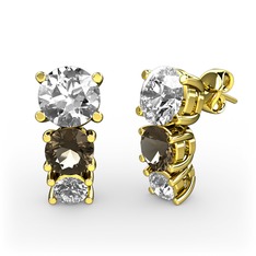 Scala Küpe - Pırlanta ve dumanlı kuvars 925 ayar altın kaplama gümüş küpe (1.22 karat) #10fcmio