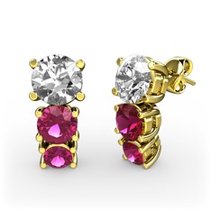 Scala Küpe - Pırlanta ve rodolit garnet 18 ayar altın küpe (1 karat) #11x6h6