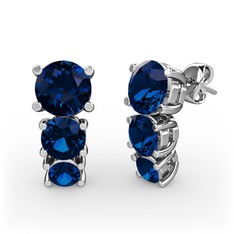 Scala Küpe - Lab safir 14 ayar beyaz altın küpe #14i5kgl