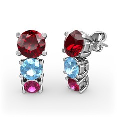 Scala Küpe - Garnet, akuamarin ve rodolit garnet 18 ayar beyaz altın küpe #167wngn