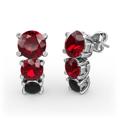Scala Küpe - Garnet ve siyah zirkon 8 ayar beyaz altın küpe #16k4zlv