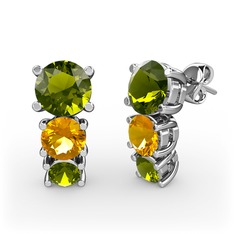 Peridot ve sitrin 925 ayar gümüş küpe