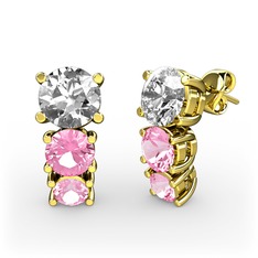 Scala Küpe - Pırlanta ve pembe kuvars 8 ayar altın küpe (1 karat) #192ee0w