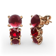 Scala Küpe - Kök yakut ve garnet 14 ayar rose altın küpe #1amn0u4