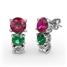Scala Küpe - Rodolit garnet, yeşil kuvars ve swarovski 925 ayar gümüş küpe #1asyhqt