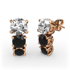 Scala Küpe - Swarovski ve siyah zirkon 8 ayar rose altın küpe #1b0okl5