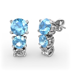 Akuamarin ve swarovski 925 ayar gümüş küpe