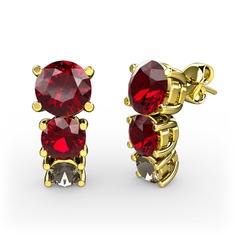 Scala Küpe - Garnet ve dumanlı kuvars 925 ayar altın kaplama gümüş küpe #1ehf02p