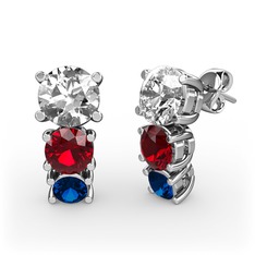 Scala Küpe - Swarovski, garnet ve lab safir 18 ayar beyaz altın küpe #1ei9a5u