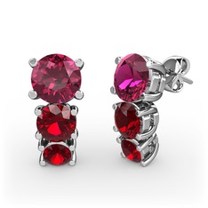 Scala Küpe - Rodolit garnet ve garnet 8 ayar beyaz altın küpe #1gcrzza