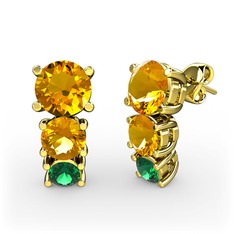 Scala Küpe - Sitrin ve yeşil kuvars 925 ayar altın kaplama gümüş küpe #1gj238e