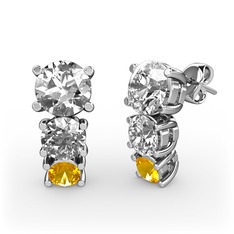 Scala Küpe - Swarovski ve sitrin 925 ayar gümüş küpe #1gysdpo