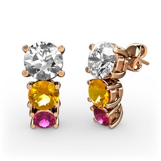 Scala Küpe - Swarovski, sitrin ve rodolit garnet 18 ayar rose altın küpe #1hnguzf
