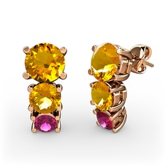 Scala Küpe - Sitrin ve rodolit garnet 8 ayar rose altın küpe #1hyr6pl