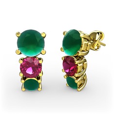 Scala Küpe - Kök zümrüt ve rodolit garnet 925 ayar altın kaplama gümüş küpe #1iy8usf