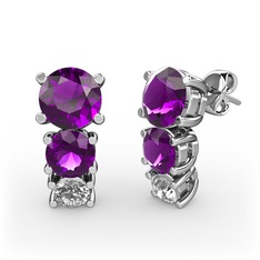 Scala Küpe - Ametist ve swarovski 925 ayar gümüş küpe #1jhf3yz