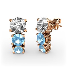 Swarovski ve akuamarin 18 ayar rose altın küpe