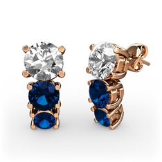 Swarovski ve lab safir 14 ayar rose altın küpe