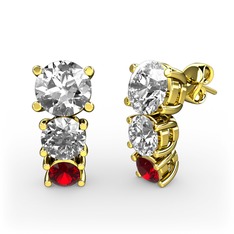 Pırlanta ve garnet 18 ayar altın küpe (1.48 karat)