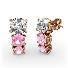 Scala Küpe - Swarovski ve pembe kuvars 18 ayar rose altın küpe #1l8368q