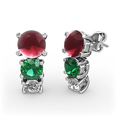 Scala Küpe - Kök yakut, yeşil kuvars ve swarovski 925 ayar gümüş küpe #1l9f3s1