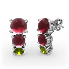 Scala Küpe - Kök yakut ve peridot 14 ayar beyaz altın küpe #1m3xu1d