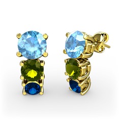 Scala Küpe - Akuamarin, peridot ve lab safir 18 ayar altın küpe #1m59fno