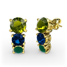 Scala Küpe - Peridot, lab safir ve kök zümrüt 14 ayar altın küpe #1n0ubp8