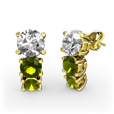 Scala Küpe - Swarovski ve peridot 14 ayar altın küpe #1phnj2q