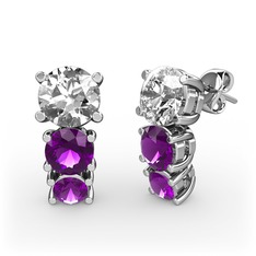 Swarovski ve ametist 925 ayar gümüş küpe