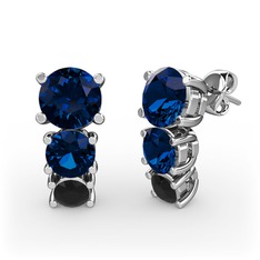 Scala Küpe - Lab safir ve siyah zirkon 925 ayar gümüş küpe #1q1ilow