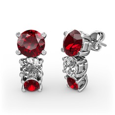 Garnet ve beyaz zirkon 925 ayar gümüş küpe